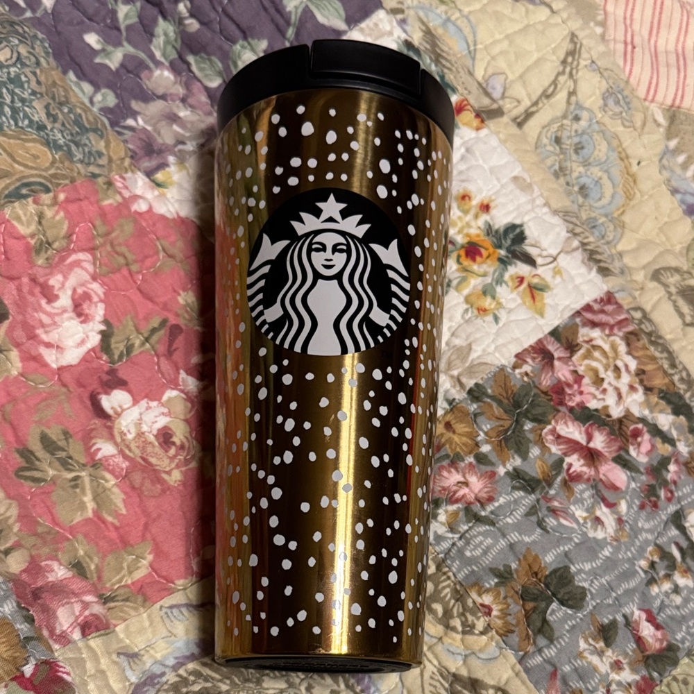 Starbucks Gold Metallic Travel Tumbler Holiday Edition. New